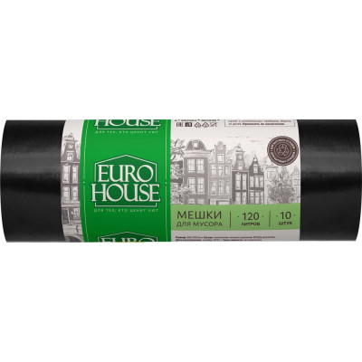 Мешки для мусора (10 шт; 120 л; 10,5 мкм; 68х109,5 см; ПНД) EUROHOUSE 3624