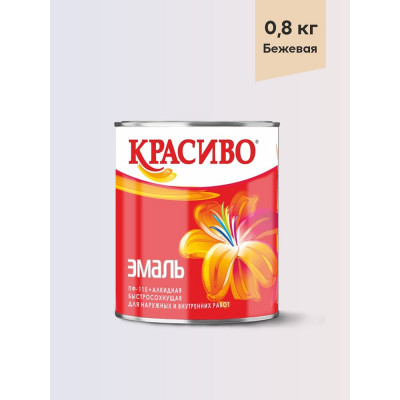 Эмаль Красиво ПФ-115 бежевый 0,8 кг для стен по металлу, по дереву 4690417027729