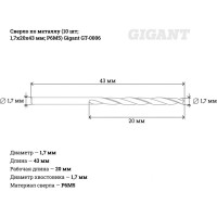 Gigant Сверло 1.7 ц/х Р6М5 10шт/уп GT-0006