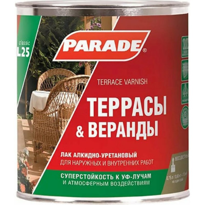 Алкидно-уретановый лак PARADE L25 Террасы & Веранды 90003467416