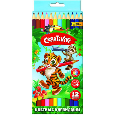 Creativiki Набор цветн.каранд 12 цв. шестигранные дерев. КЦ12КР