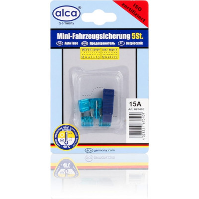 Alca Предохранители флажковые МИНИ 15А. 5 шт. в блистере 670400
