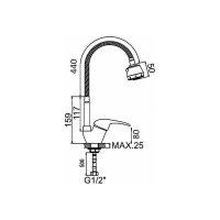 Смеситель WISENT для кухни с гибким изливом и режимом душ W53215