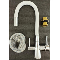 Однорычажный смеситель для кухни OUTE латунь, выводом под фильтр, белый T60003B