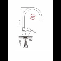 Смеситель для кухни OUTE однорычажный из нержавеющей стали SUS 304, оранжевый/хром T40583B-4 T40593B-4