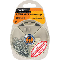 Дюбель ЕВРОПАРТНЕР MULTI 5 + петля-шуруп, L16 х d3,5 х d6 ZN, 15 шт. RB2 0148
