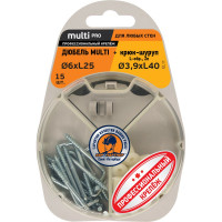 Дюбель ЕВРОПАРТНЕР MULTI 6 + крюк, L-обр., d3,9 х L40, ZN, 15 шт. RB2 0149