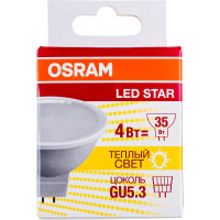 Светодиодная лампа Osram LED STAR MR16 4Вт GU5.3 300 Лм 3000 К Теплый белый свет 10х1 4058075480407