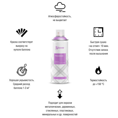 Аэрозольная акриловая краска в баллончике SIANA Provence для мебели, декора, металла, пластика, керамики, стекла, гипса, сухоцветов, цветов, радиаторов, быстросохнущая, лимончелло (желтый) SNP010