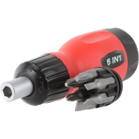 Реверсивная отвертка с комплектом насадок INTERTOOL 6ед VT-1009