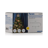 Линейная гирлянда FERON CL07, 400LED, желтый, статичная, 40м+3м, IP44, 24W, 41620