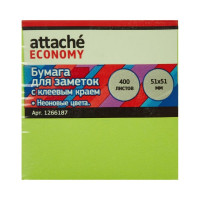 Стикеры Attache Economy 51x51 мм неоновые 5 цветов, 1 блок, 400 листов 1266187
