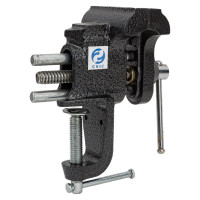 Слесарные тиски CNIC 75 мм неповоротные настольные с наковальней, крепление струбциной LT86203 69803