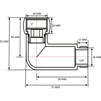 Уголок для полотенцесушителя SG г/ш 1"х3/4", хром, 2 шт 741SCH1005