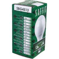 Светодиодная лампа SAFFIT SBG4513, G45 шар, 13W 230V E14 6400К, 1070Lm, угол рассеивания 220 55159