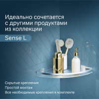 Угловая полка AM.PM Sense L стеклянная, алюминий A7456100