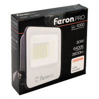 Светодиодный многоматричный прожектор FERON LL-1000, 30W, 6400К, 3600Lm, IP65, 28хOSRAM чёрный 41539