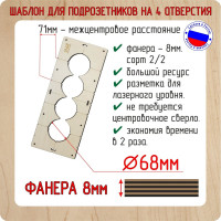 Комплект шаблонов для сверления подрозетников (5 шт; диаметр 68 мм; толщина 8 мм) РОТОР shablon68
