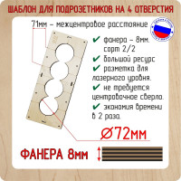 Комплект шаблонов для сверления подрозетников (5 шт; диаметр 72 мм; толщина 8 мм) РОТОР shablon72