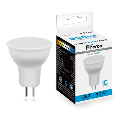 Светодиодная рефлекторная лампа FERON LB-760, MR16 11W 230V G5.3 6400К, 950Lm 38139