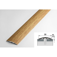 Порог прямой скрытый алюминиевый декоративный (35 мм, 1,8 м, Дуб) ЛУКА 00000002165
