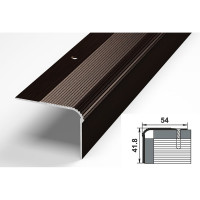 Порог угловой алюминиевый декоративный (54х41,8 мм, 1,8 м, Дуб венге) ЛУКА УТ000007394
