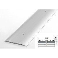 Порог прямой алюминиевый (60 мм, 1,8 м, анодированный, Серебро) ЛУКА УТ000012450