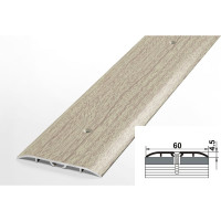 Порог прямой алюминиевый декоративный (60 мм, 1,8 м, Дуб беленый) ЛУКА УТ000012469