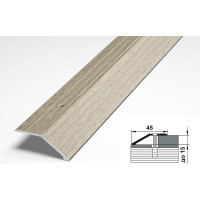 Порог разноуровневый алюминиевый декоративный (45 мм, 1,8 м, Дуб беленый) ЛУКА 00000003063