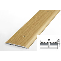 Порог прямой алюминиевый декоративный (60 мм, 1,8 м, Дуб светлый) ЛУКА УТ000012463