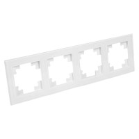 4-местная горизонтальная рамка STEKKER GFR00-7004-01 серия Катрин, стеклянная, белый 39257