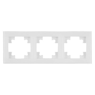 3-местная горизонтальная рамка STEKKER GFR00-7003-01 серия Катрин, стеклянная, белый 39256