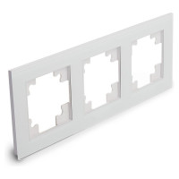 3-местная горизонтальная рамка STEKKER GFR00-7003-01 серия Катрин, стеклянная, белый 39256
