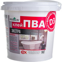 Экстра влагостойкий клей ПВА ECOLUX D3 1 кг 4607133681425