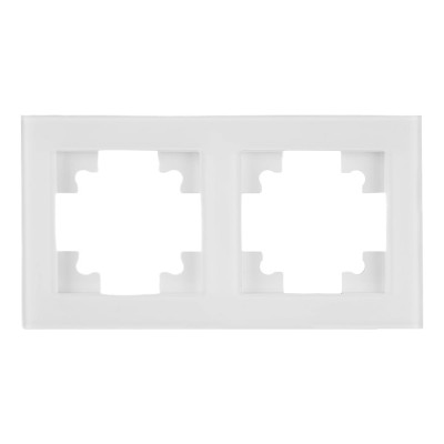 2-местная горизонтальная рамка STEKKER GFR00-7002-01 серия Катрин, стеклянная, белый 39255