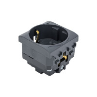 Электрическая розетка DKC с заземлением, со шторками, черная, 2 модуля 77482N 24564