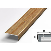 Порог угловой алюминиевый декоративный (40х20 мм, 1,8 м, Дуб универсальный) ЛУКА УТ000000665