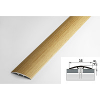 Порог прямой скрытый алюминиевый декоративный (35 мм, 1,8 м, Дуб светлый) ЛУКА 00000002022