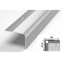 Порог угловой алюминиевый (54х41,8 мм, 1,8 м, порошковое покрытие, Серебро) ЛУКА 00000003328