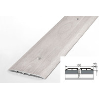 Порог прямой алюминиевый декоративный (60 мм, 1,8 м, Ясень белый) ЛУКА УТ000024140