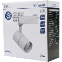 Светодиодный трековый 3х фазный светильник FERON AL103 на шинопровод 20W 4000K 35 градусов белый, MarketBright 41599