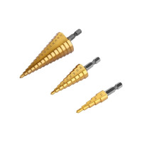 Набор ступенчатых сверл SD03 (3 шт; 4-12; 4-20 мм; 4-32 мм; шестигранный хвостовик) DEKO 065-0533