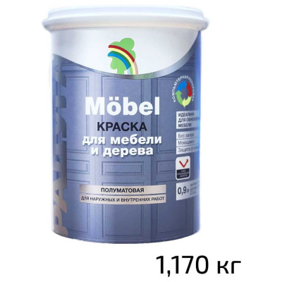 Краска для мебели и декора Радуга Mobel ВД-АК -115 без запаха полуматовая 0,9 л база А 4630058026767