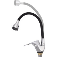 Смеситель для кухни Ekko гибкий излив, с гайкой, черный E4105+E65