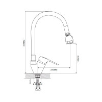 Смеситель для кухни Ekko гибкий излив, с гайкой E4336