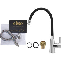 Смеситель для кухни Ekko гибкий излив, с гайкой, черный E4205-E59