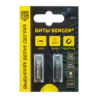 Биты магнитные SL1.2x6.5, 25 мм, 2 шт, S2 Berger BG BG2383