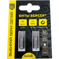 Биты магнитные SL1.2x6.5, 25 мм, 2 шт, S2 Berger BG BG2383
