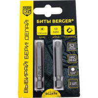 Биты магнитные TORX с отверстием T40H, 50 мм, 2 шт, S2 Berger BG BG2418