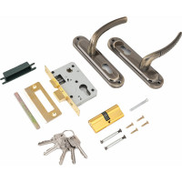 Врезной замок с ручкой Стандарт 132/50 AB старая бронза 4851